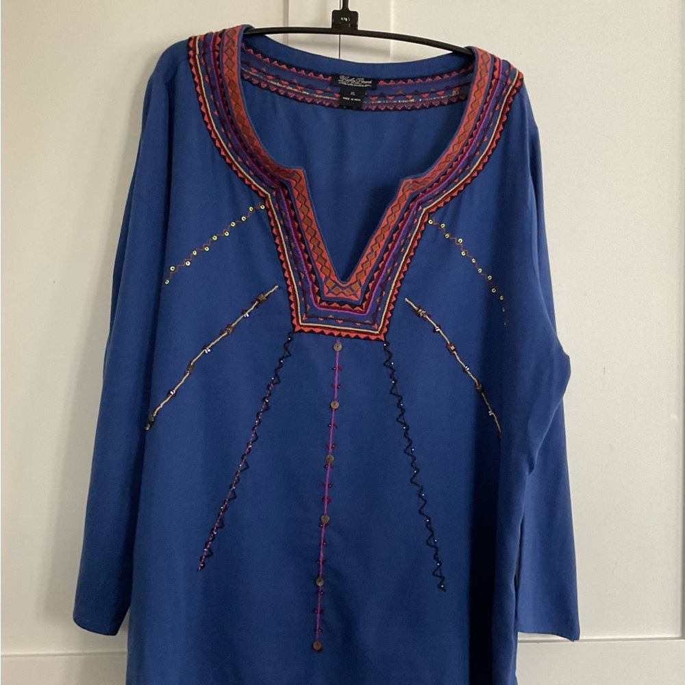 LUCKY BRAND BLUE TOP XL NICE 14/16